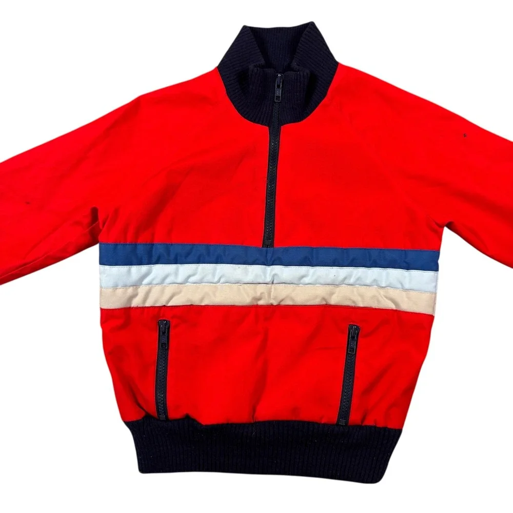 VTG kids Ski snow Wear Red 1/4 Zip Pullover Jacket Sz S 7/8‎ 90s 80s Korea Made